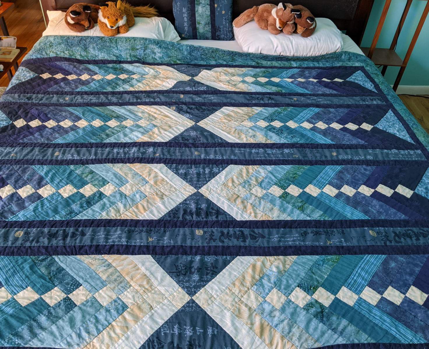 French Braid quilt on the bed